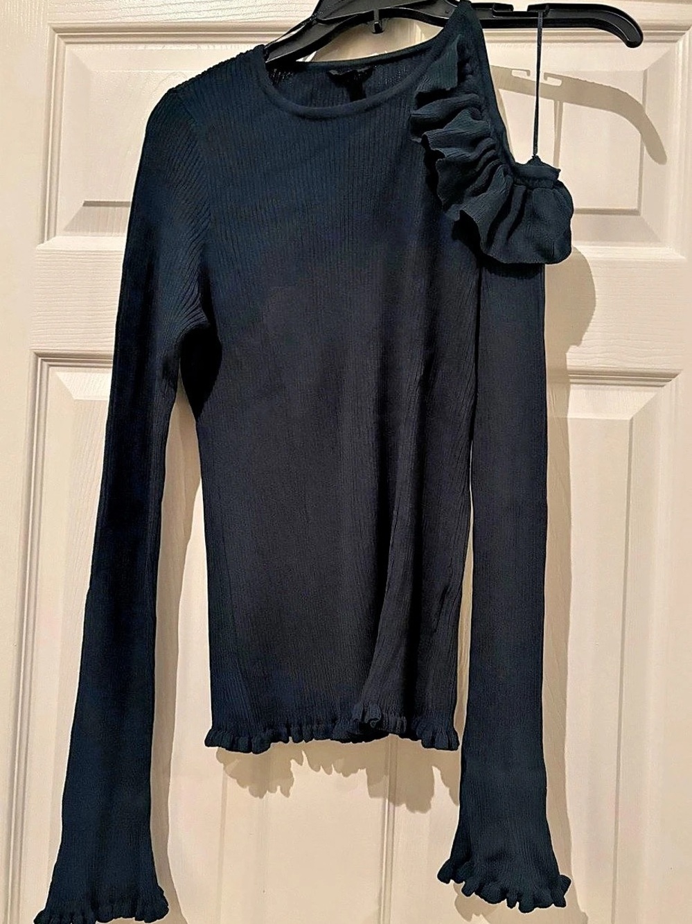 Guess Green Long Sleeve Ruffle Top